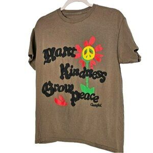 Grateful tee shirt brown puff letters Plant‎ kindness Grow peace sz M